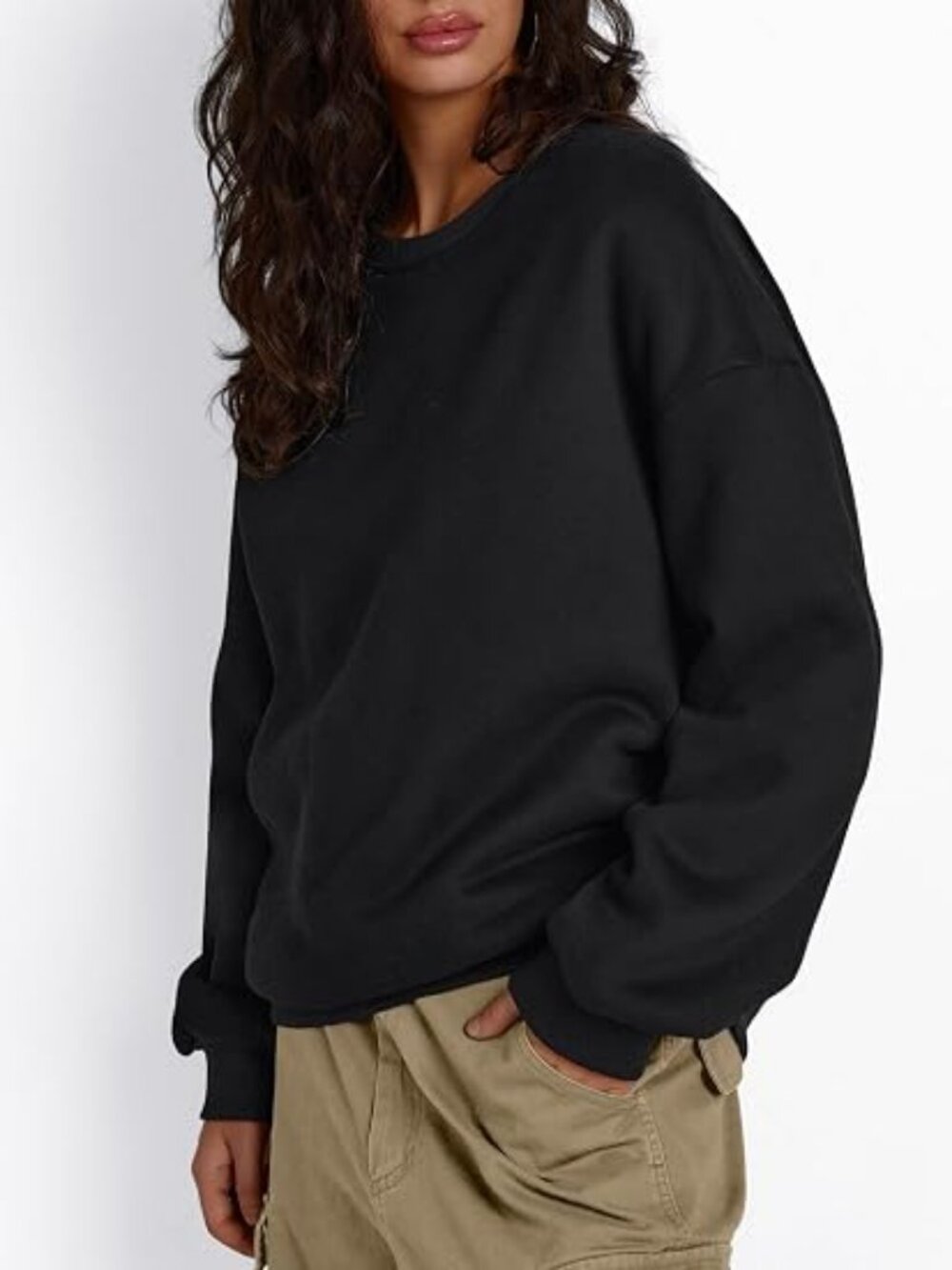 Trendy Queen Womens Fleece Sherpa Lined Sweatshirt Crewneck Winter Pullover